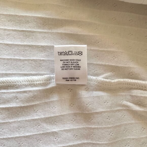 Teddy Fresh Women's Bear Butterfly White Pointelle Lettuce Edge Blouse size Med - Picture 5 of 5